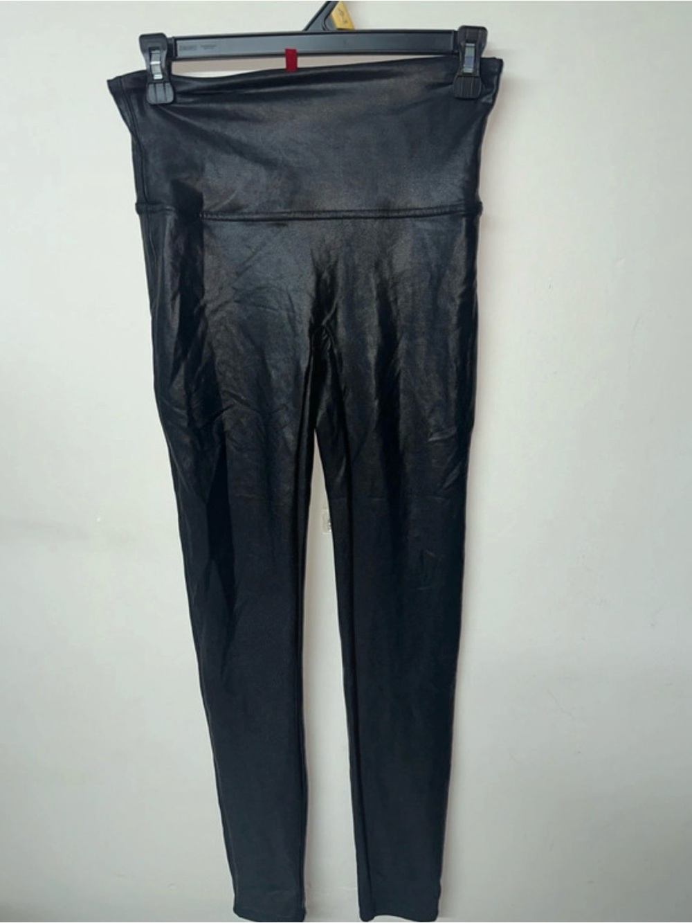 SPANX Shiny High-Rise Faux Leather Leggings in Black